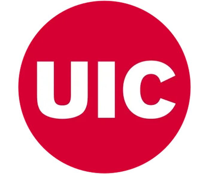 UIC logo in red circle
