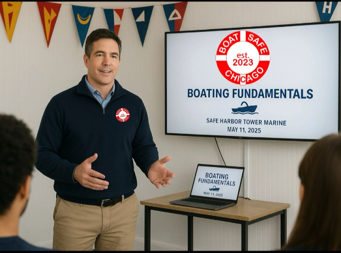 Instructor teaching boating fundamentals class