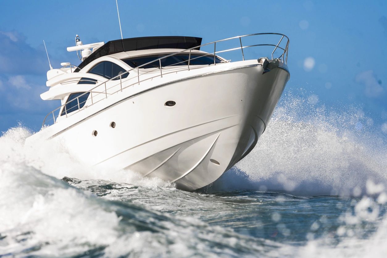 Modern yacht cruising at high speed