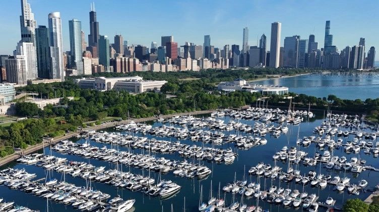 Cityscape and waterfront in Chicago