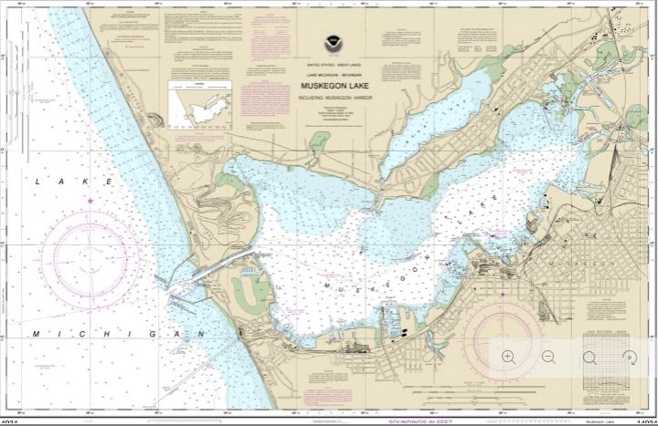 Detailed Muskegon Lake navigational map