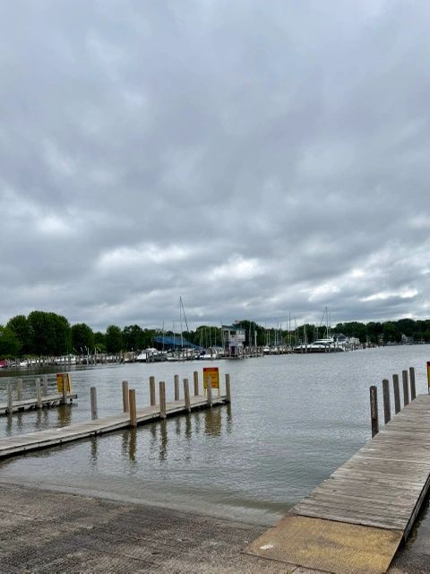 Empty docks by a serene harbor