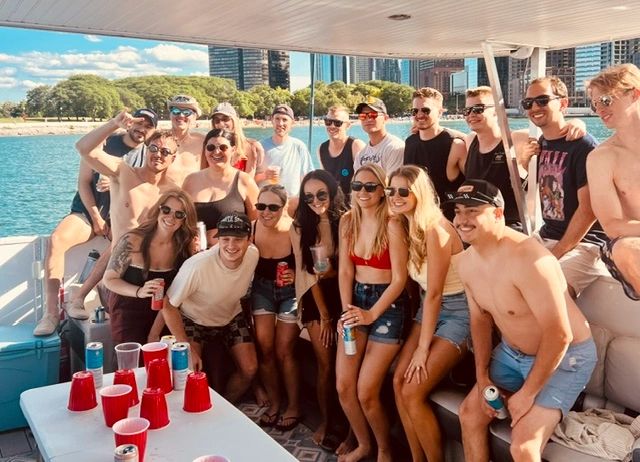 Friends celebrating on a yacht