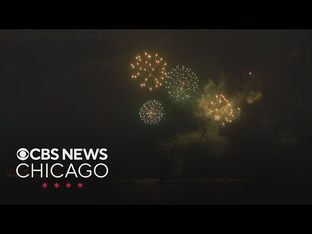 Fireworks lighting up Chicago night sky