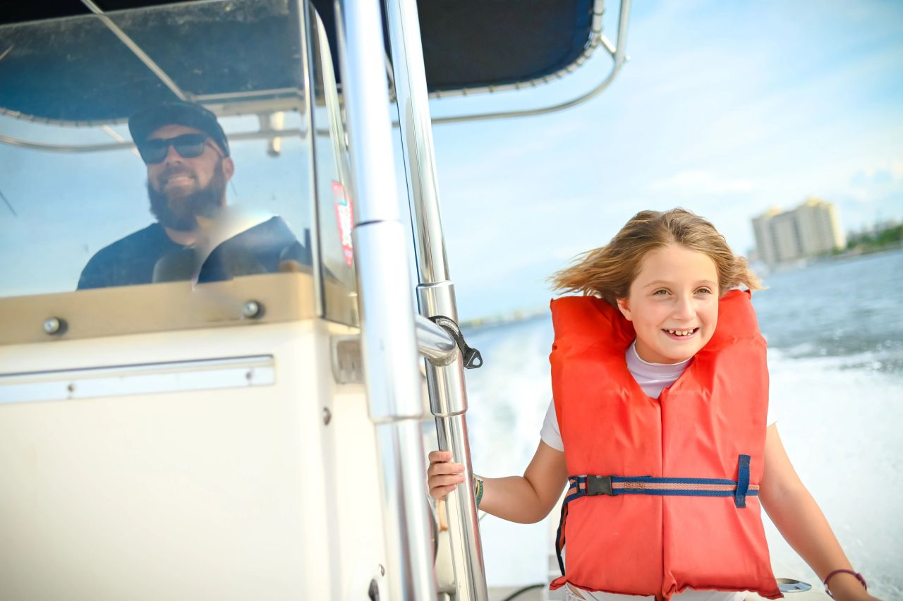 Child and adult boating adventure