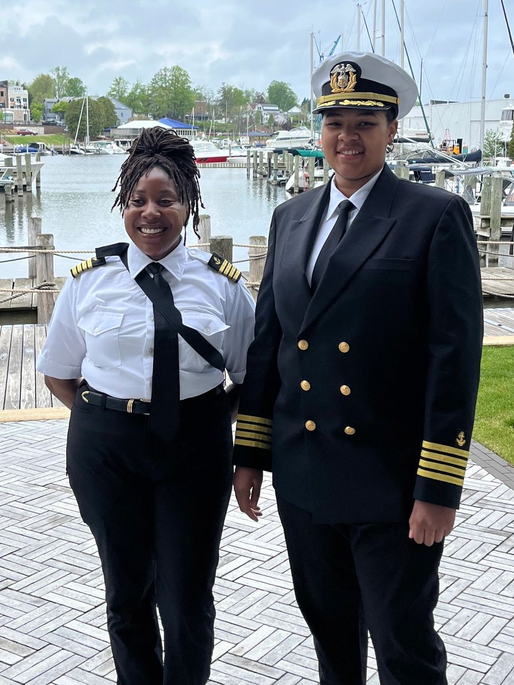 Chicago Captains Attia Gray (left) and Diamond Gibbs (right)/photo courtes of Boat Safe Chicago  Women on the water women captains woman captain women boating woman boating 