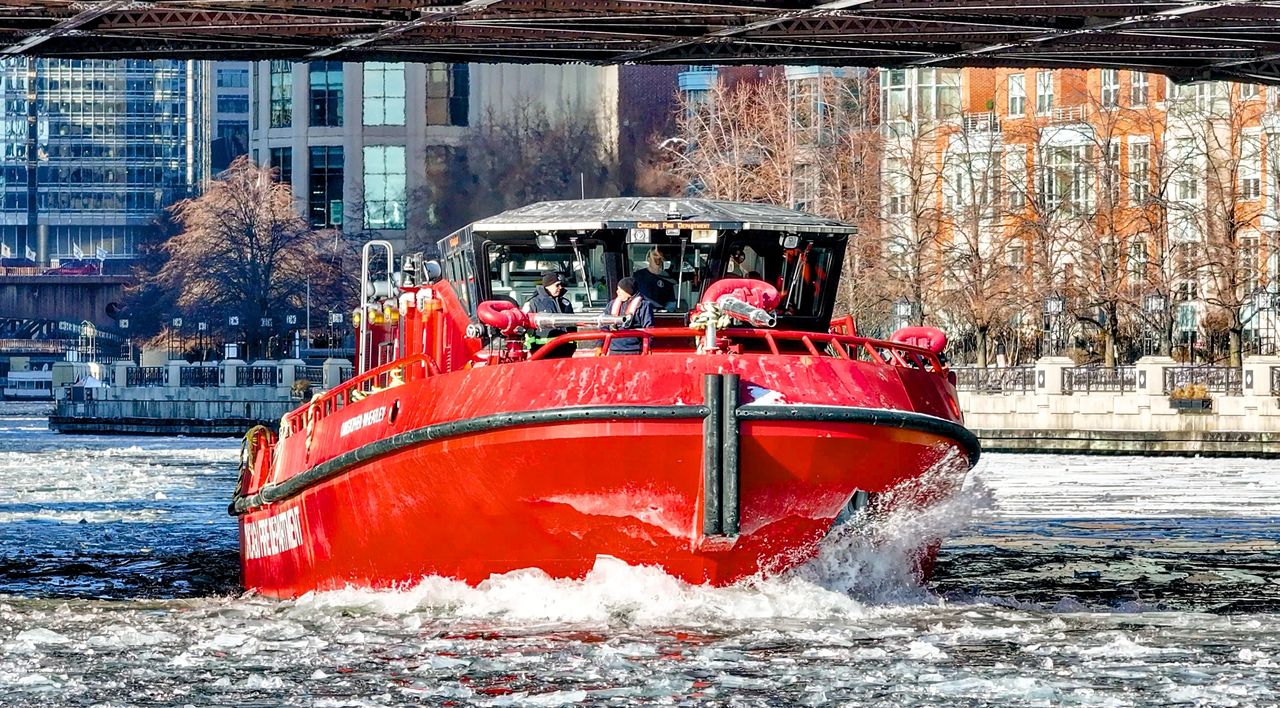 Chicago Fire Department Fireboat Icebreaker Chicago River Chitown Chicago Polar Vortex Winter in Chicago 