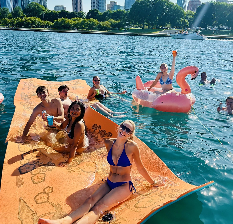 Friends enjoying a sunny day on water