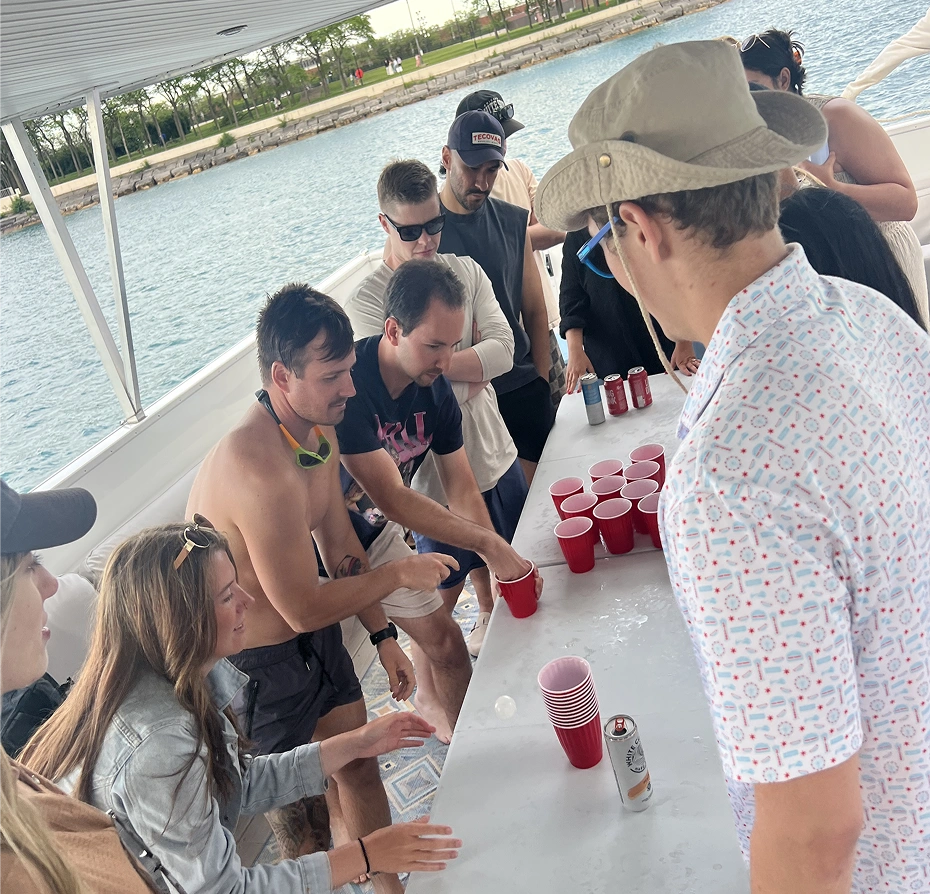 Friends playing boat games