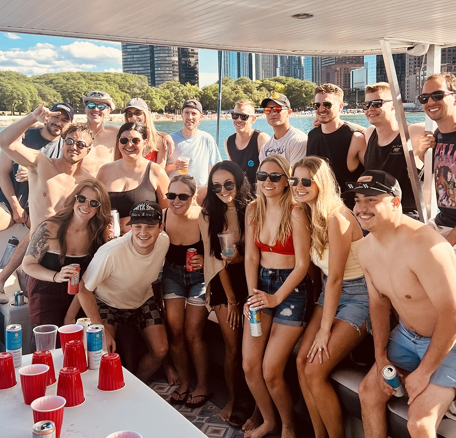 Friends on boat party