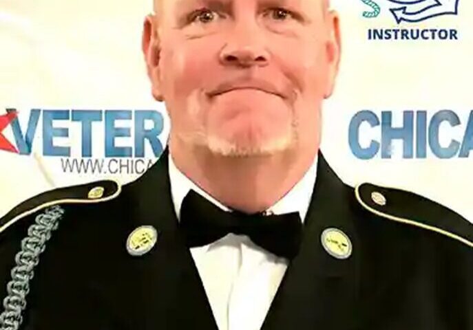 Master Captain William with a Chicago Veterans backdrop