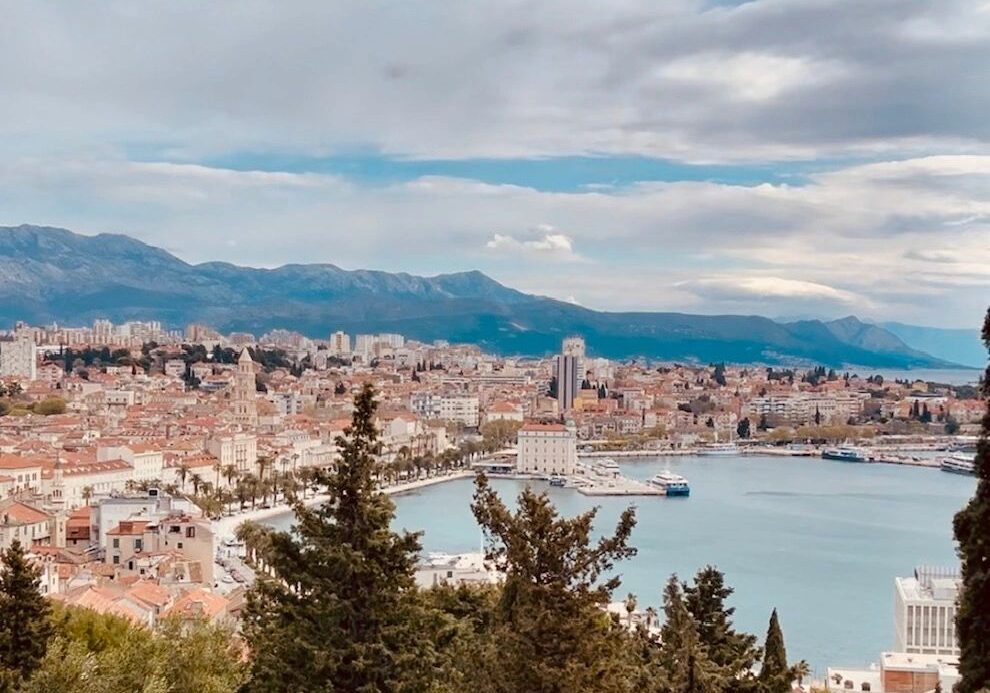 Scenic view of city and harbor