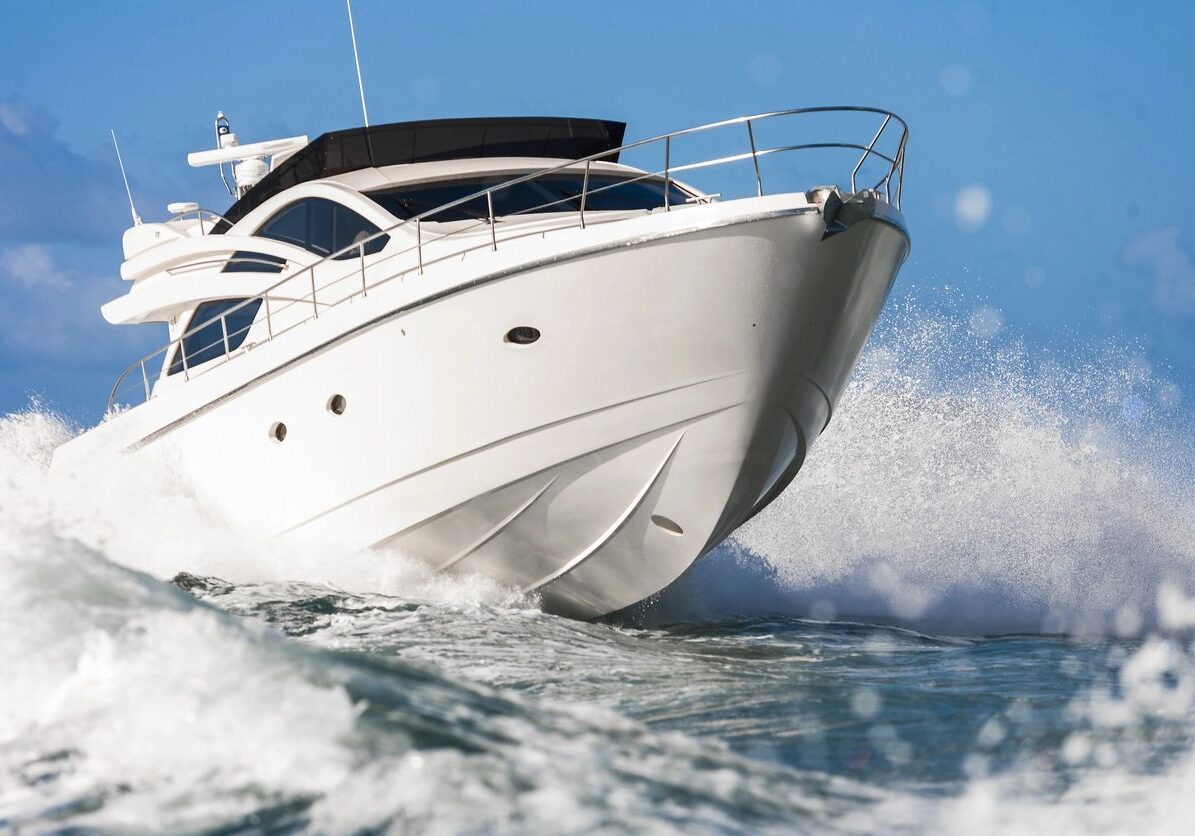 Modern yacht cruising at high speed