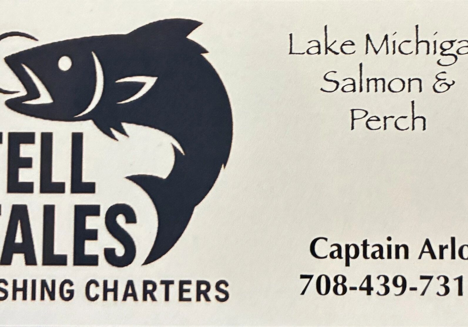Fishing charters logo and contact information