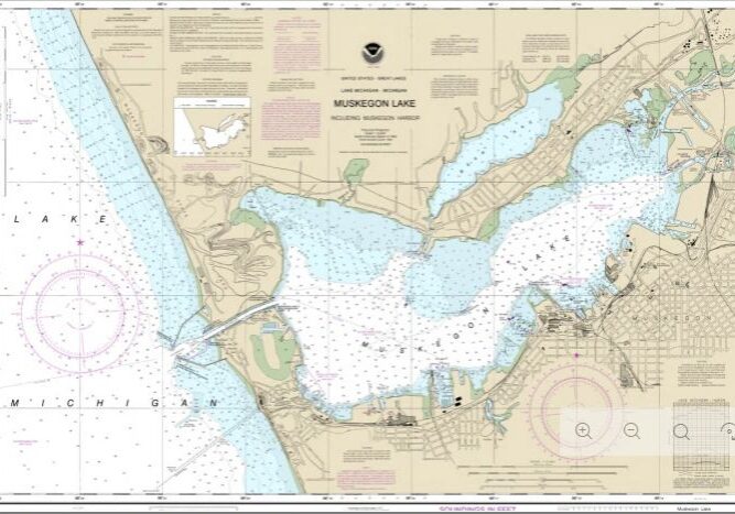 Detailed Muskegon Lake navigational map