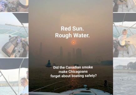 Text overlay on boating image