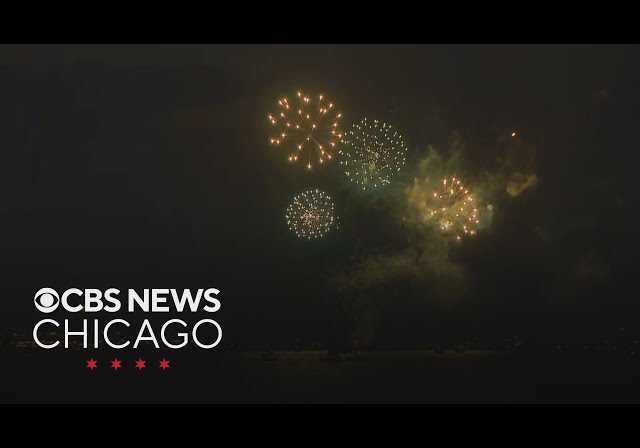 Fireworks lighting up Chicago night sky