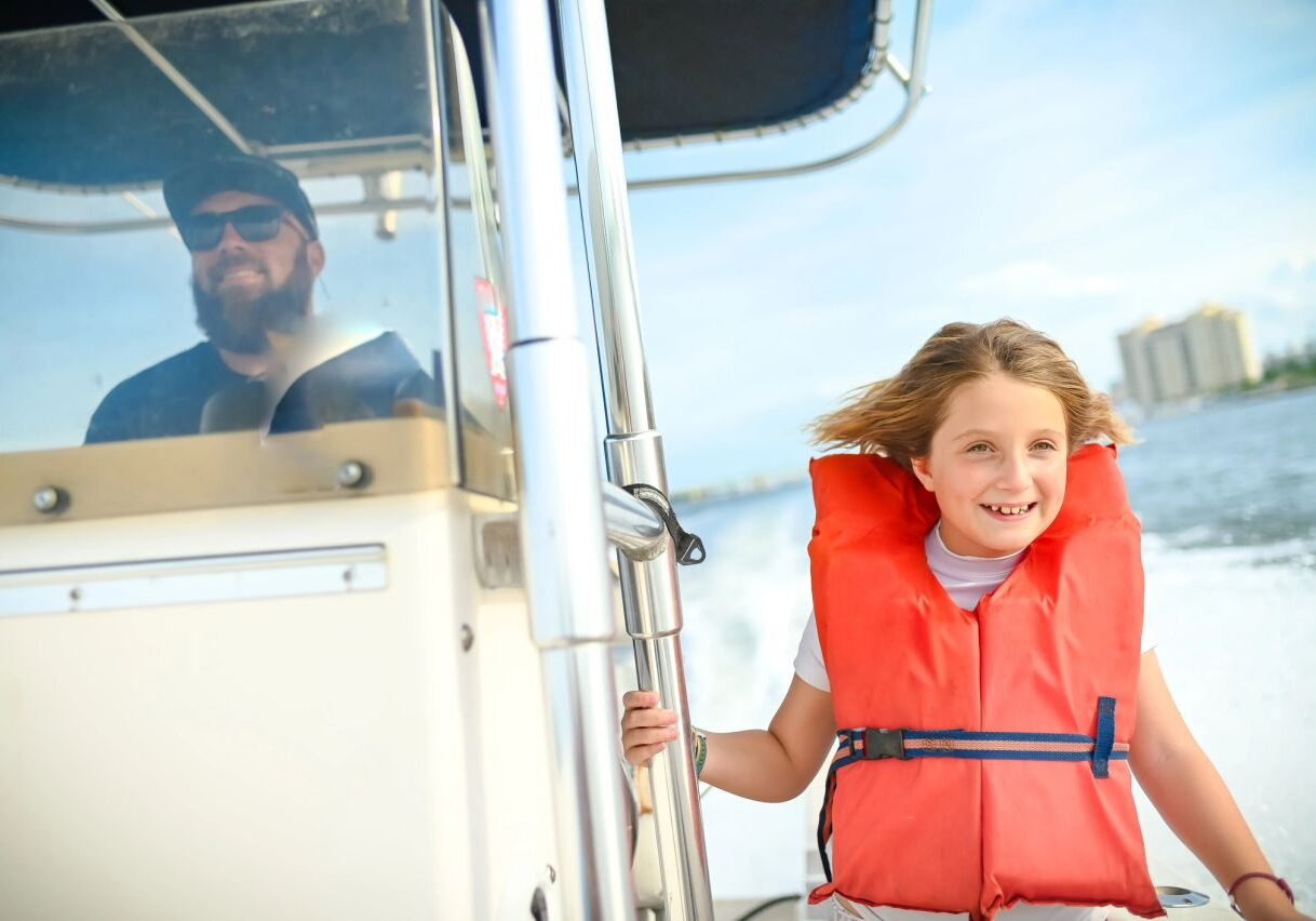Child and adult boating adventure